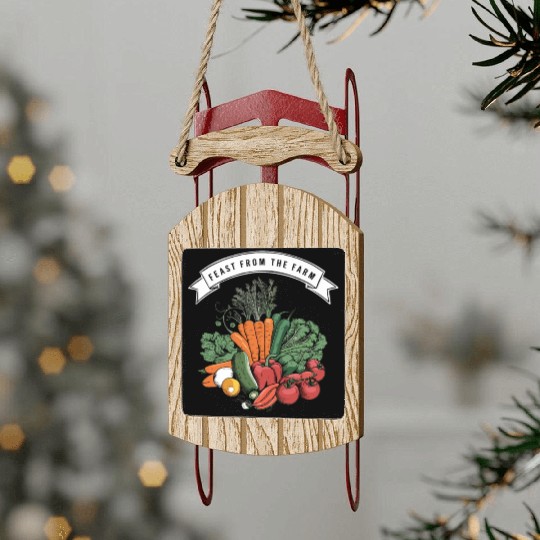 Farmers Market Farmer Agriculture Farming Food Sled Ornaments