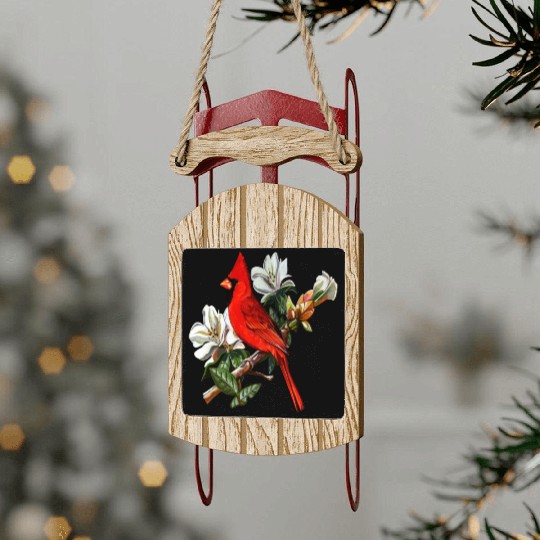 Northern Red Cardinal On A Branch Sled Ornaments
