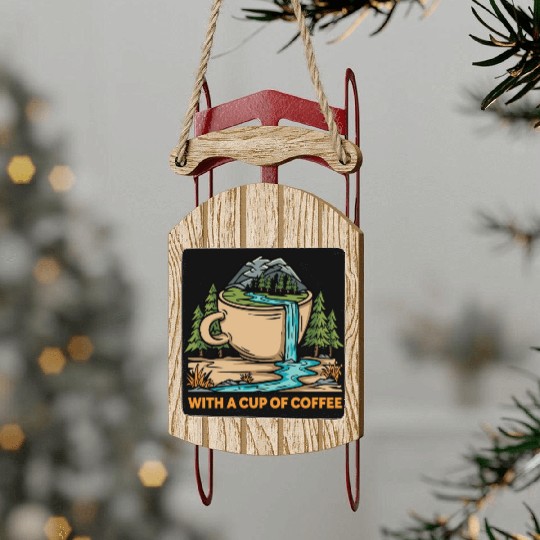 coffe n nature mountains Classic Sled Ornaments