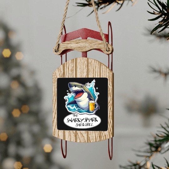 The Snarky Shark Bar & Grill Sled Ornaments