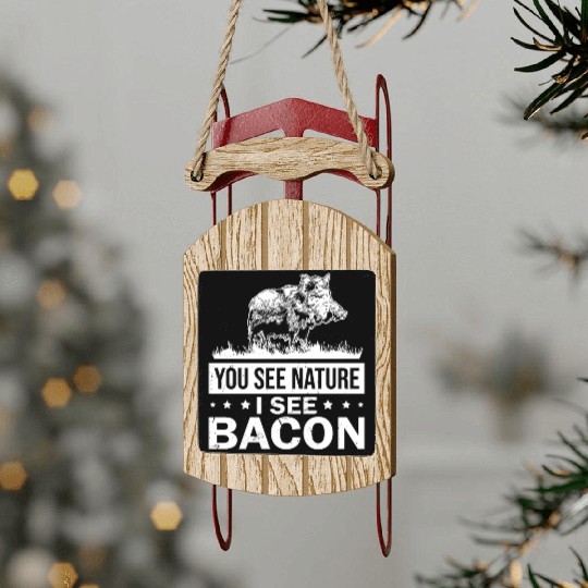 Nature Bacon Wild Boar Hunter Sled Ornaments