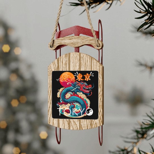 let look tokyo shibuya sky street aesthetic vintag Sled Ornaments