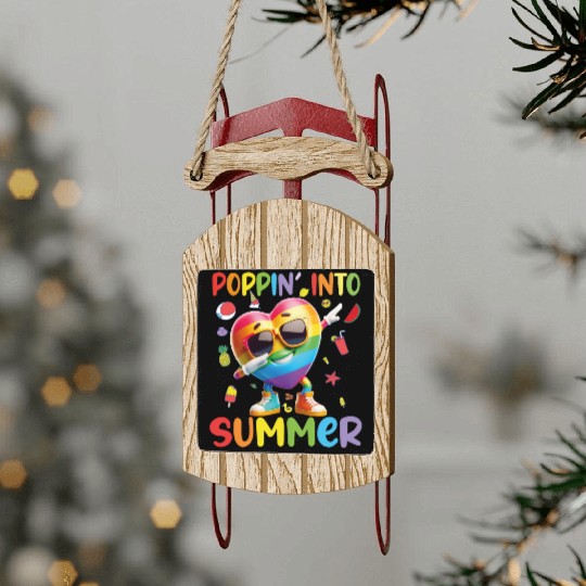 hello teacher Happy day preschool summer student Sled Ornaments