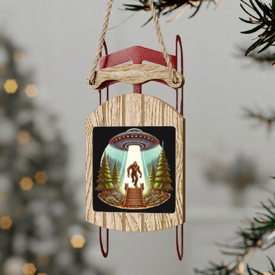 Bigfoot and the UFO Sled Ornaments