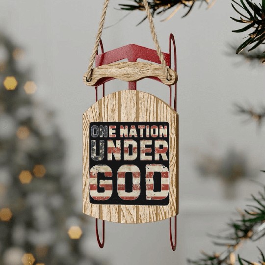 US American Flag One Nation Under God 4th Of July Sled Ornaments