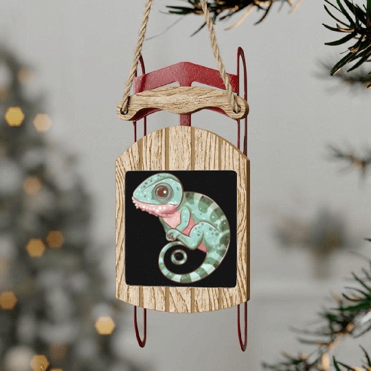 Charming Chameleon Curled Tail Imagery Sled Ornaments