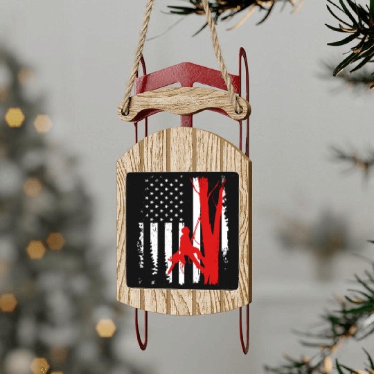 American Flag Arborist For Men Cool Tree Lover Sled Ornaments