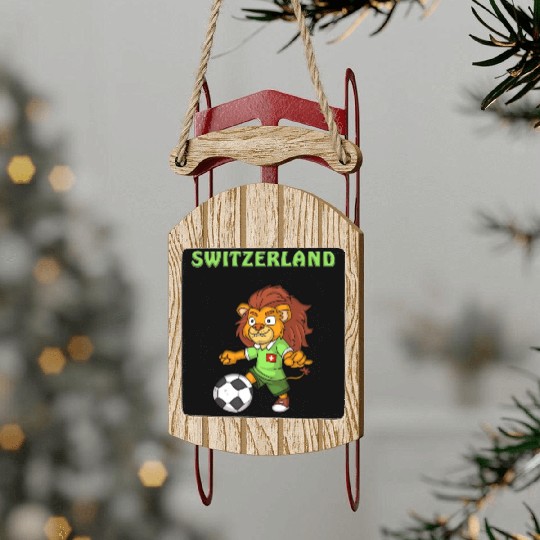 Swiss Fans / Switzerland Lion Sled Ornaments