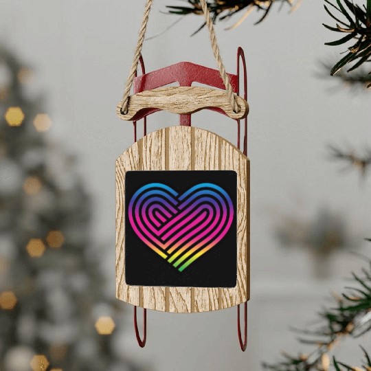 Rainbow Heart Homosexuality LGBT Love Sled Ornaments