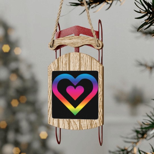 Rainbow Heart Homosexuality LGBT Love Sled Ornaments