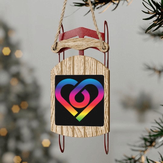 Rainbow Heart Homosexuality LGBT Love Sled Ornaments