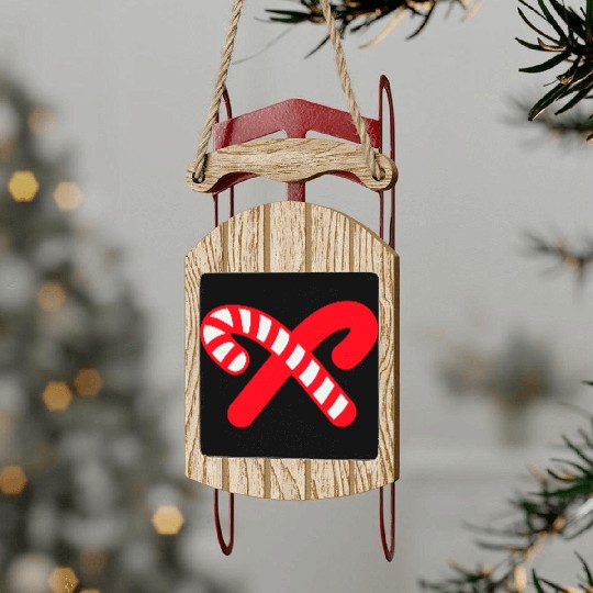 Candy Canes Icon Sled Ornaments