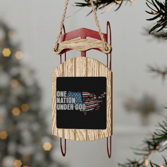 4th Of July One Nation Under God US Flag Faith Sled Ornaments