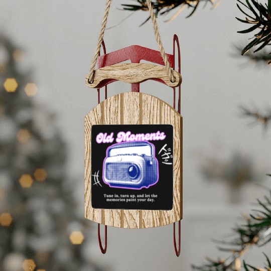 Lilac Black Halftone Radio Portrait Sled Ornaments