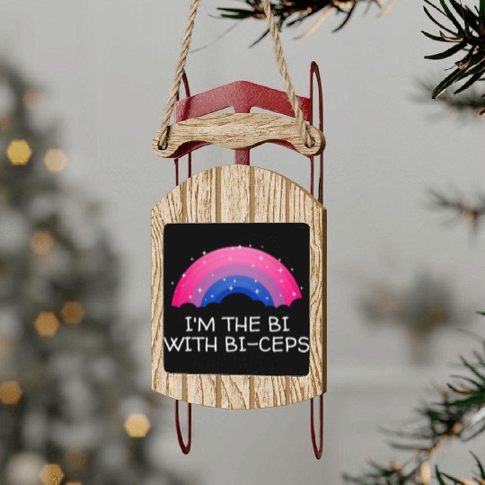 Im the Bi with Biceps Bisexual LGBTQ Bi Pride LGBT Sled Ornaments