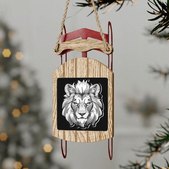 White Angry Lion Sled Ornaments