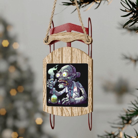Scientific research zombies Sled Ornaments