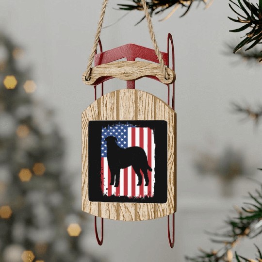 American Flag Patriotic Irish Wolfhound Dog Sled Ornaments