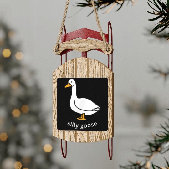 Silly Goose Cute Trendy Clothing Sled Ornaments