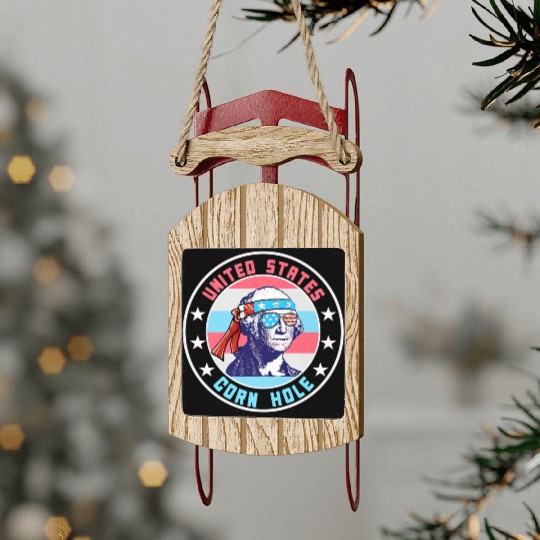 July Cornhole Apparel Clothing Premium Sled Ornaments