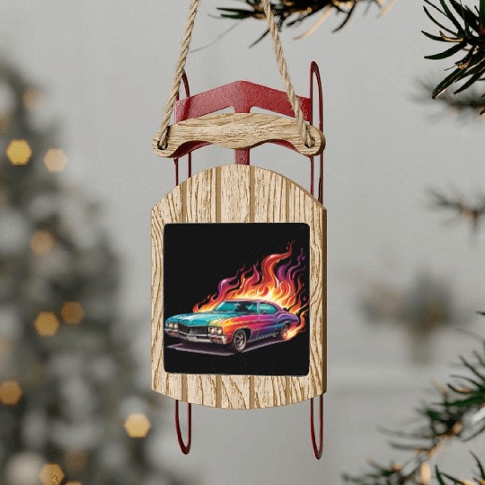 Retro American Racing Muscle Car Sled Ornaments
