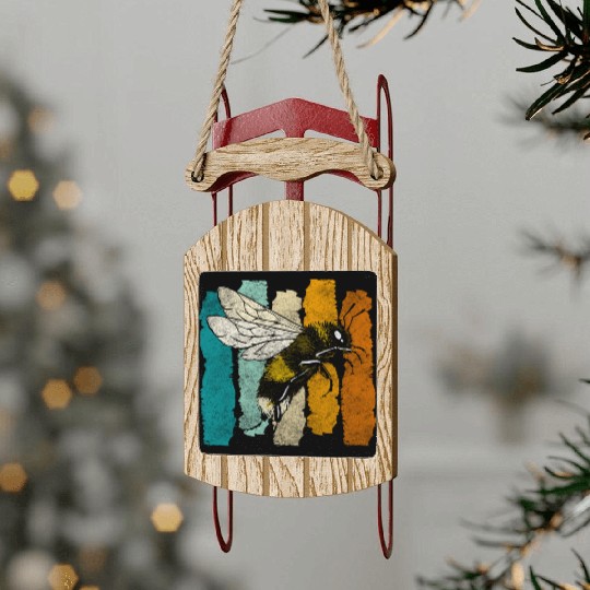 Honey Bee Nature Flowers Bees Sled Ornaments