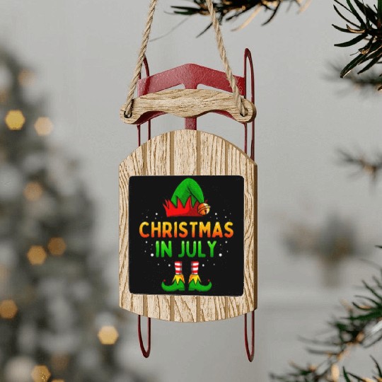 Christmas In July Santa Elf Sled Ornaments