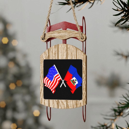USA flag USA, Haiti flag Sled Ornaments