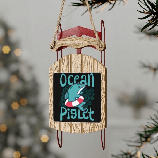 Funny Dolphin Lover Ocean Piglet Graphic for Aquat Sled Ornaments