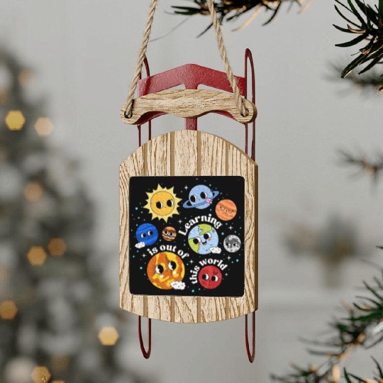 Solar System Learning Science Teacher Sled Ornaments