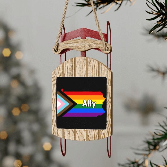 Pennsylvania Pride Ally Progress Flag Sled Ornaments