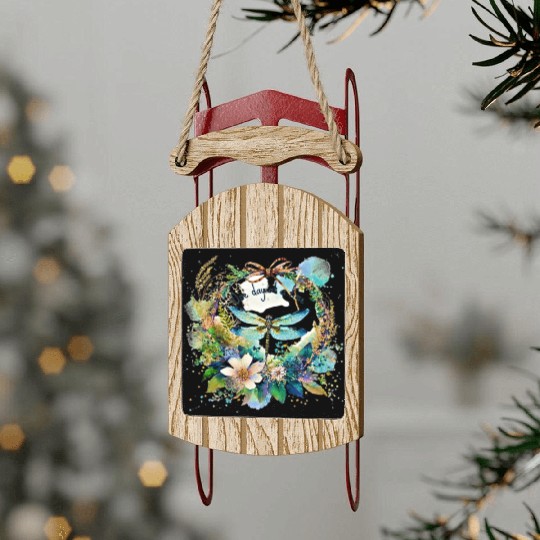 One day at a time dragonfly floral Sled Ornaments