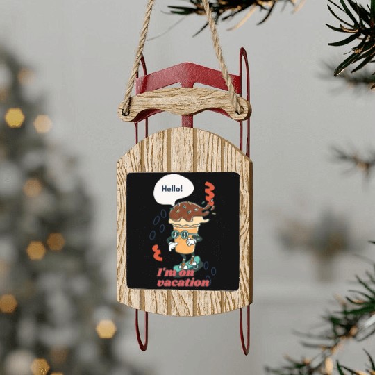 Funny joyful Cool Vacation Ice Cream Cone Sled Ornaments