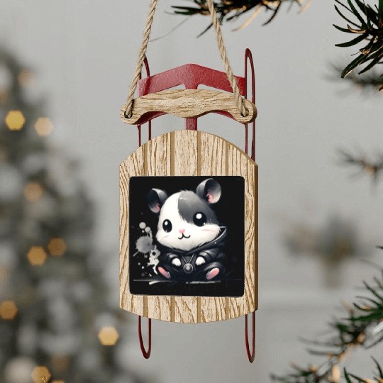 Charcoal Hip Hop Hamster Sled Ornaments