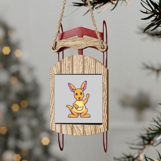Cute Kangaroo Waving Hand: Cartoon Vector Icon Ill Sled Ornaments