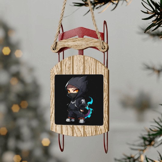 Chibi Dragon Ninja Character Sled Ornaments