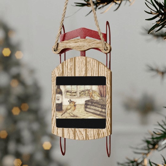 Robin Love Sled Ornaments