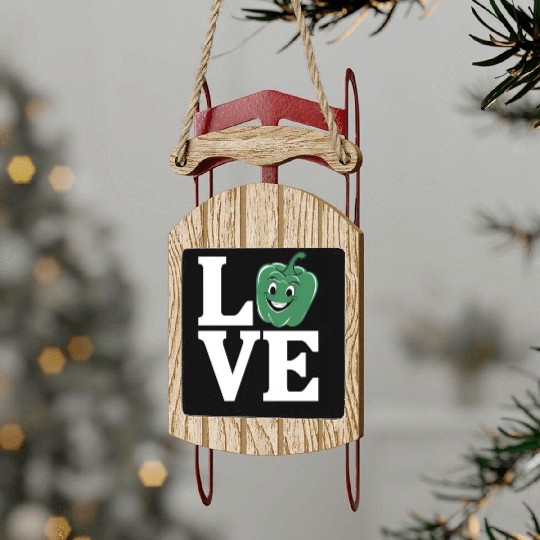 Bell Pepper Love Green Sled Ornaments