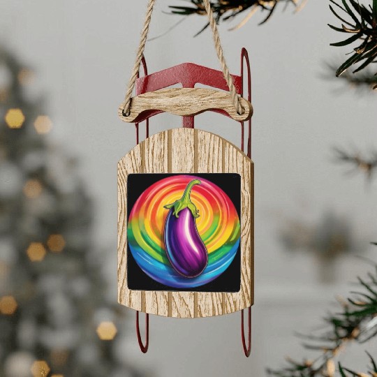 LGBTQ Eggplant Sled Ornaments