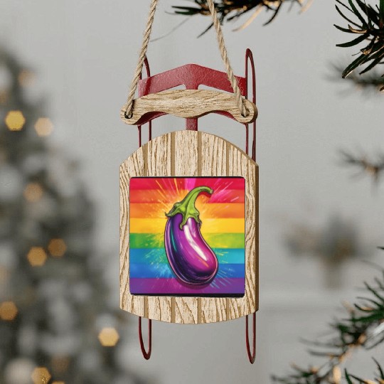 LGBTQ Eggplant Sled Ornaments