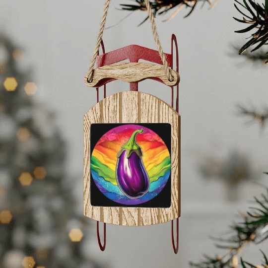 LGBTQ Eggplant Sled Ornaments