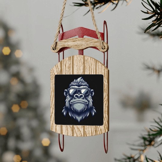 Cool Gorilla Sunglasses Monkey Sled Ornaments