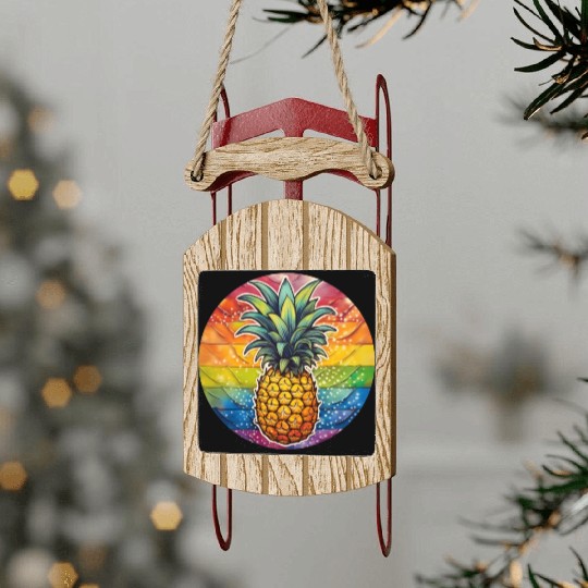 LGBTQ Pineapple Sled Ornaments