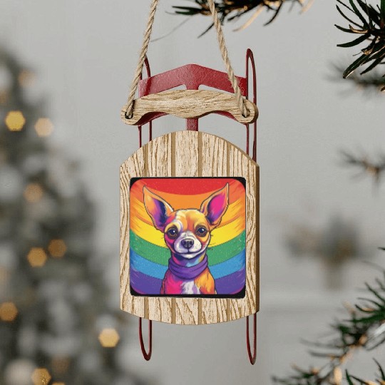 LGBTQ Chihuahua Sled Ornaments
