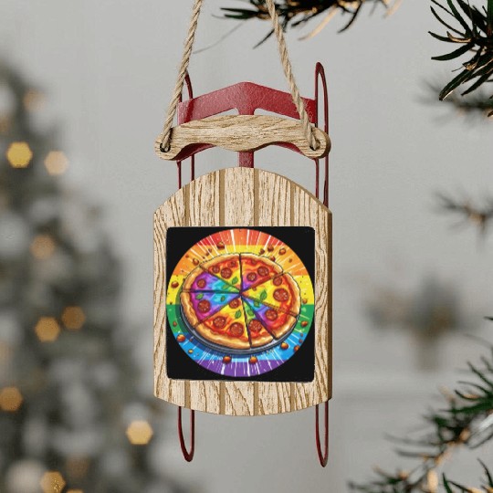 LGBTQ Pizza Sled Ornaments
