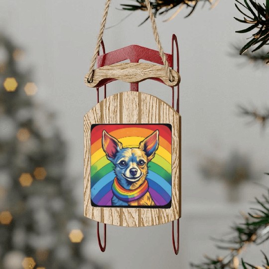 LGBTQ Chihuahua Sled Ornaments