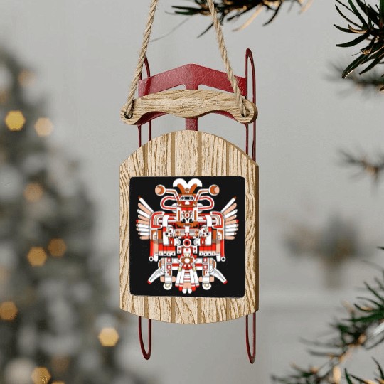 Aztec God Ancient Mythology Chalchiuhtotolin Sled Ornaments