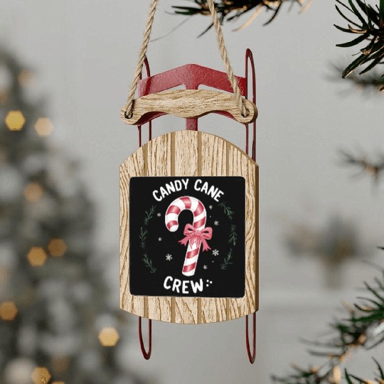 Candy Cane Crew Funny Christmas Candy Lover Xmas Sled Ornaments