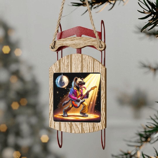 Disco Ball Guitar Hyena Sled Ornaments