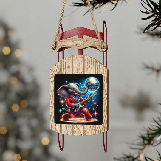 Disco Ball Guitar Elephant Sled Ornaments